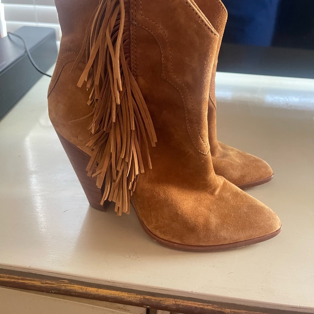 Frye Suede Fringe Ankle Boots - Brown